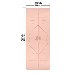 Non Slip Waterproof Yoga Mat 72x24x0.31 with Body Guide Line