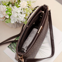 Retro Classic Print Crossbody Bag Vintage PU Leather Shoulder Bag