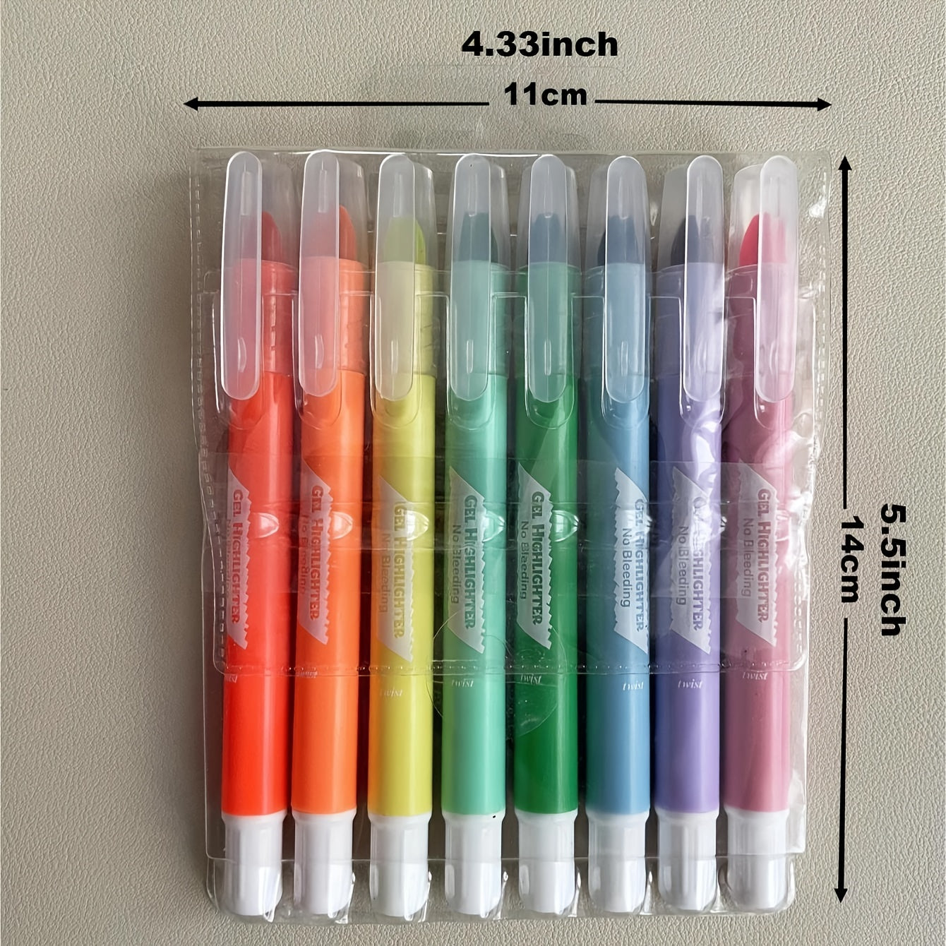 8pcs Neon Gel Highlighter Pens No Bleed No Smear