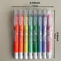 8pcs Neon Gel Highlighter Pens No Bleed No Smear