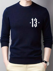 Men's Crew Neck Sweater Casual Warm Mid Stretch Knit Pullover for Fall Winter