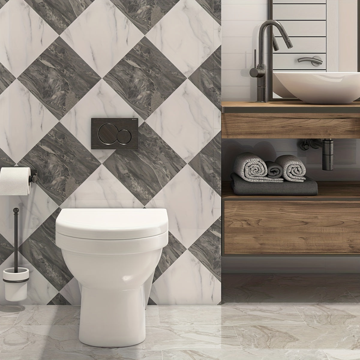 Waterproof Marble Floor Stickers Non-slip Tile Stickers