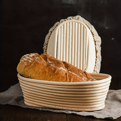Bread Proofing Basket Oval Cane With Bread Lame and Linen Liner
