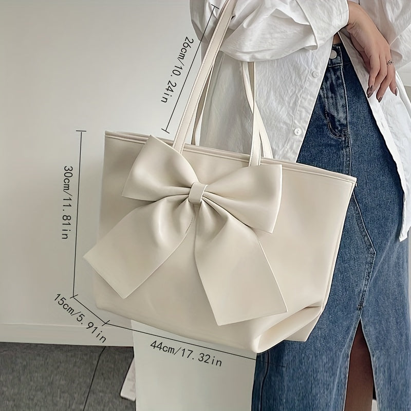 Beige Tote Bag Large Capacity Stylish Shoulder Handbag