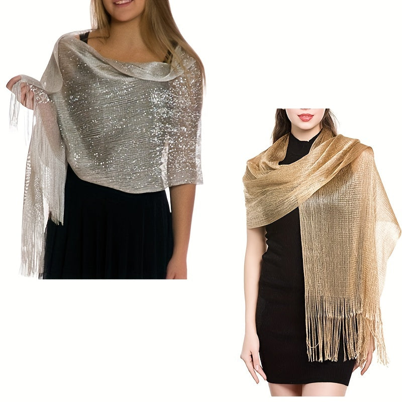 Women's Party Shawls with Golden and Silver Thread - Warm Scarf