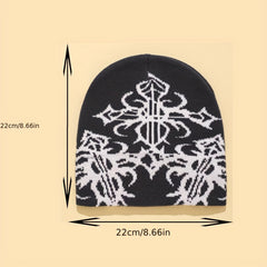 Anime Totem Jacquard Beanie Hip Hop Solid Knit Hat Unisex Elastic Lightweight
