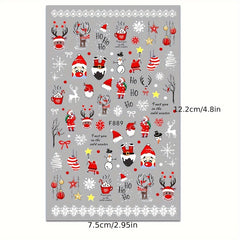 Christmas Nail Art Stickers Santa Elk Snowman
