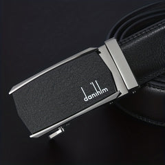 Men's Leather Auto Buckle Belt - Casual Style Black
