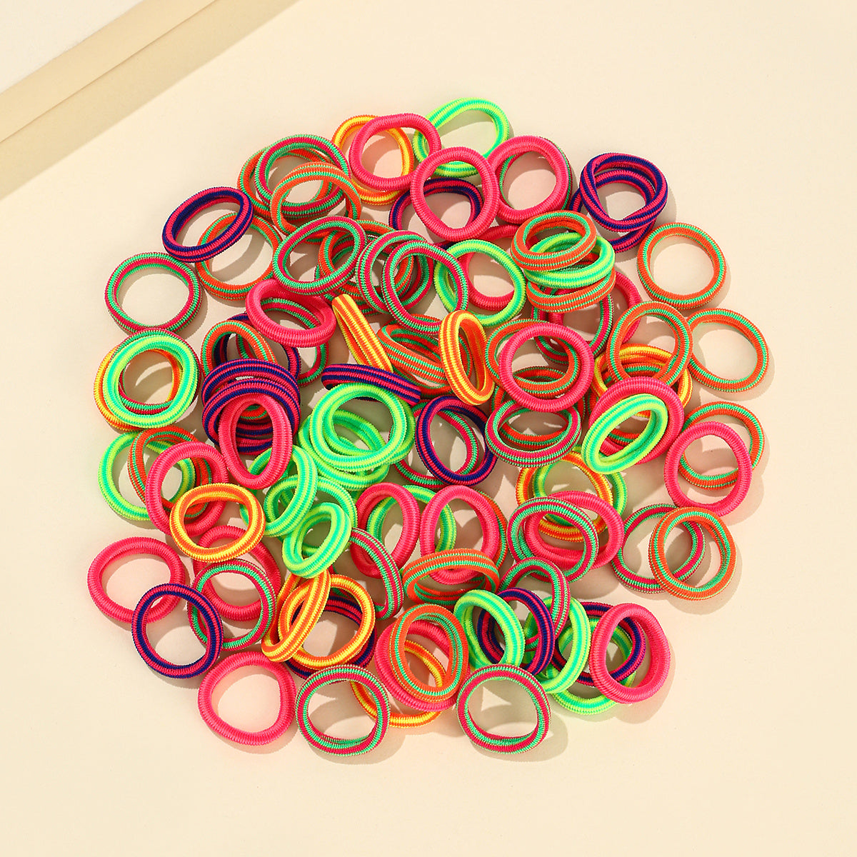 100pcs Mix Colors Stripe Hair Ties Hair Elastics For Girl
