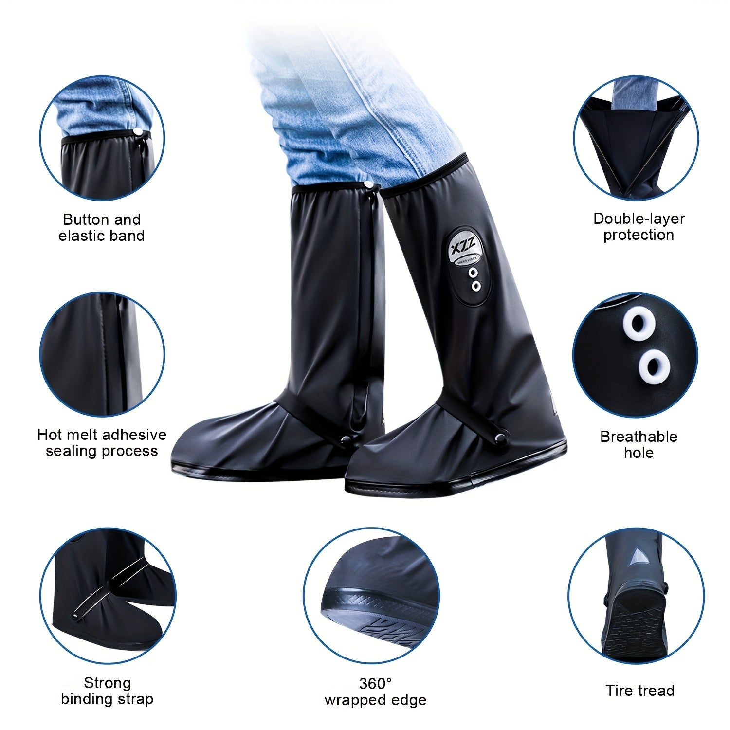 Waterproof Shoe Covers with Reflectors for Men and Women