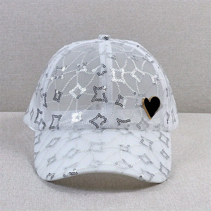 Mesh Breathable Sequin Baseball Cap Thin Sun Hat Lightweight Adjustable Dad Hats