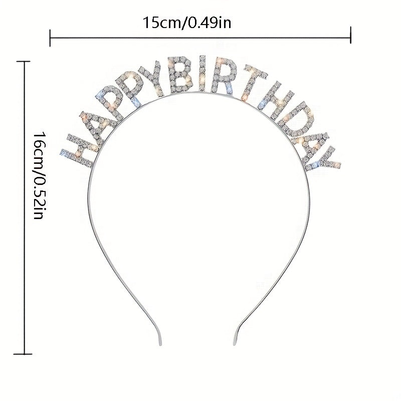 Birthday Hair Band Rhinestone Headdress Metal Head Hoop