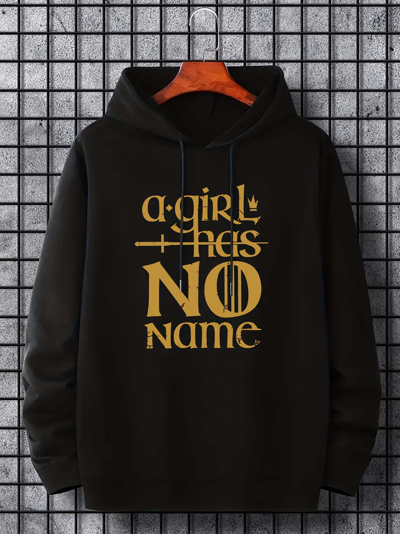 Men's Letter Print Hoodie Casual Stretch Hooded Sweatshirt