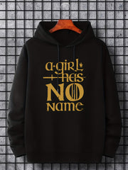 Men's Letter Print Hoodie Casual Stretch Hooded Sweatshirt