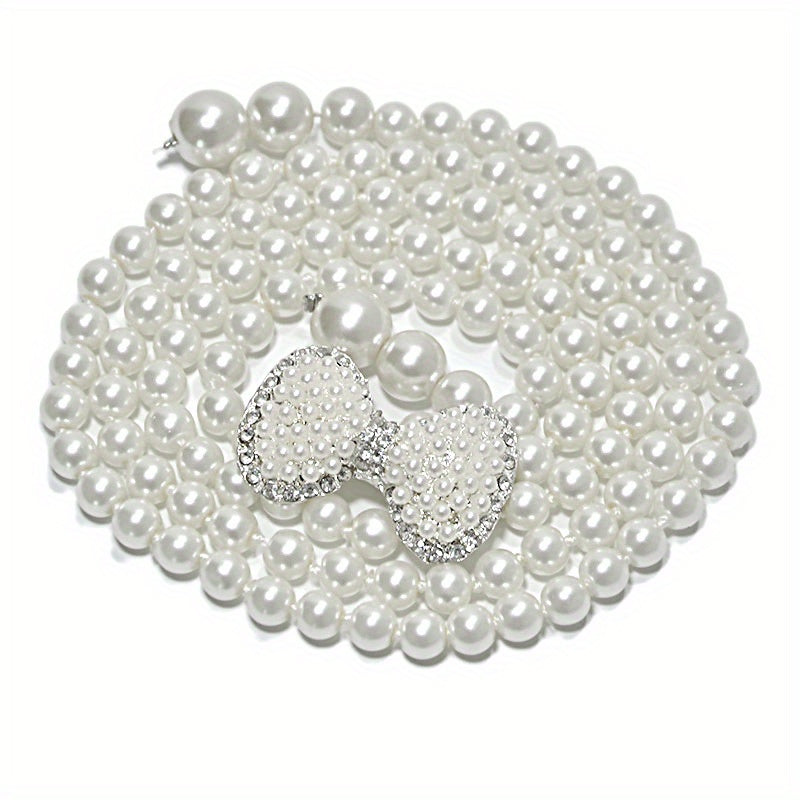 Faux Pearl Thin Belt Flower Buckle Sash Belt For Women