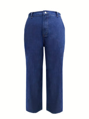  Solid High Rise Loose Fit Straight Leg Jeans
