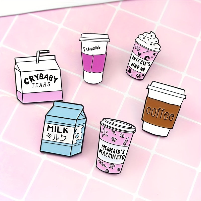 Cartoon Coffee Cup Milk Ice Cream Brooch Pin