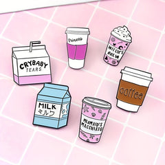 Cartoon Coffee Cup Milk Ice Cream Brooch Pin