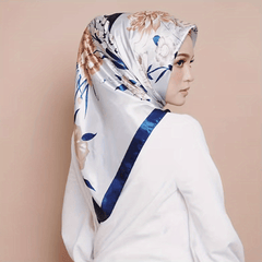 Flower Print Shawl Large Satin Square Scarf Bandana Head Wrap