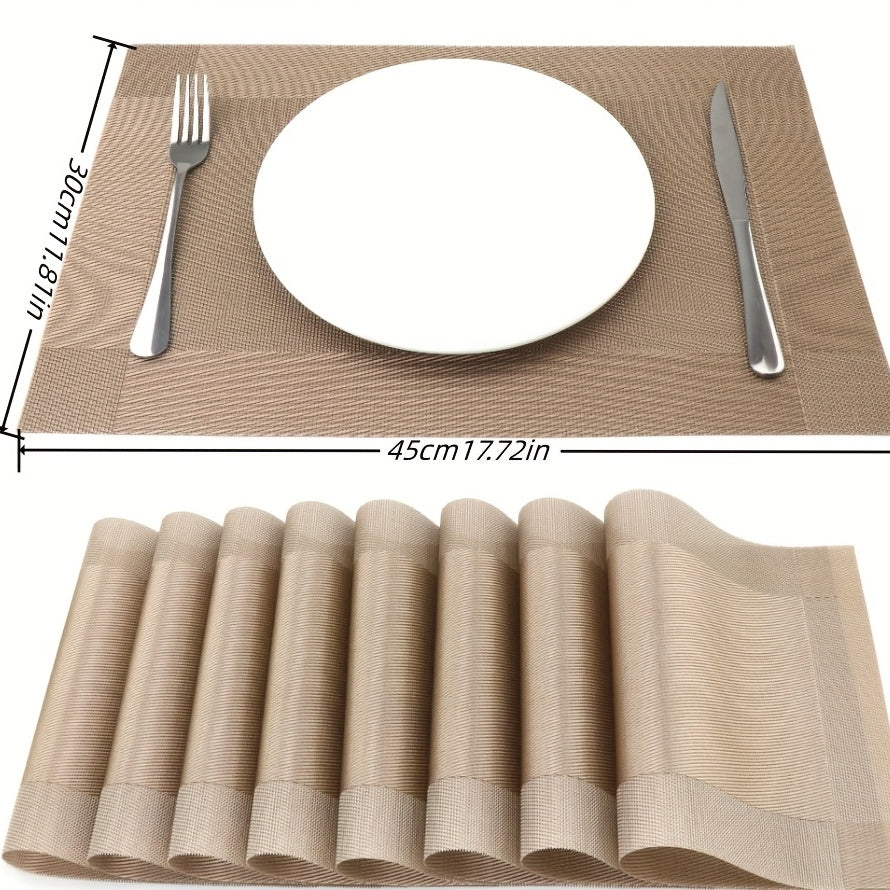 8pcs Insulated Plastic Square Placemats Waterproof Non Slip for Home Hotel