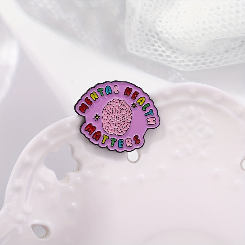 3pcs Mental Health Enamel Pins Brain Brooches Lapel Badges Jewelry