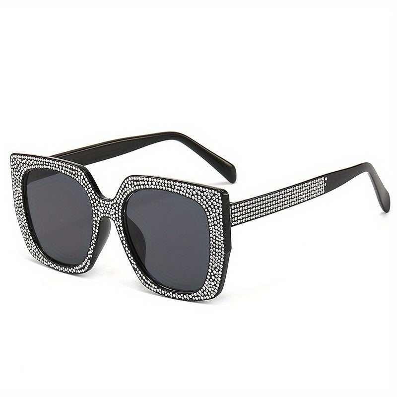 Glitter Rhinestone Sunglasses Square UV400 Sun Shades