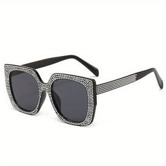 Glitter Rhinestone Sunglasses Square UV400 Sun Shades