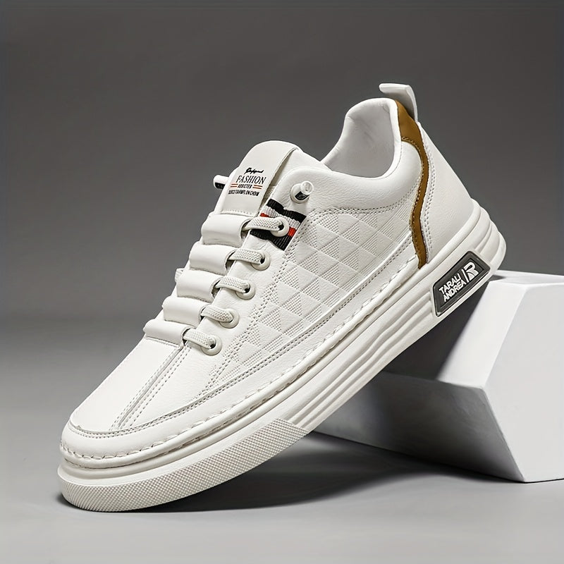 Men's Lace up Sneakers Casual Walking Shoes with PU Leather Upper