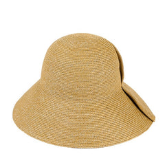 Khaki Wide Brim Bucket Hat Sunscreen Straw Lightweight Cap