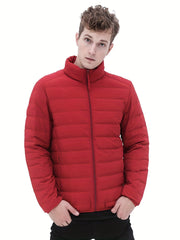 Men's Lightweight Puffer Jacket Stand Collar Outwear for Fall Winter