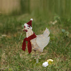 3pcs Light Up Chicken Christmas Garden Acrylic Ornament