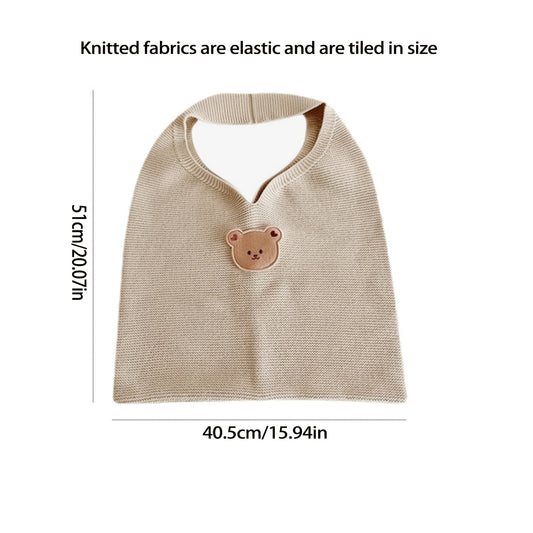 Cartoon Bear Head Knitted Shoulder Tote Bag Large Capacity Mommy Bag