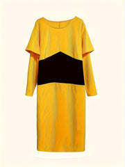  Colorblock Layered Long Sleeve Slim Fit Dress