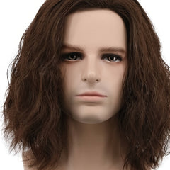 Men's Short Curly Brown Wig Halloween Cosplay Anime Costume Wig