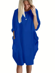  Casual Dress Women's Plain Short Sleeve Loose Dress