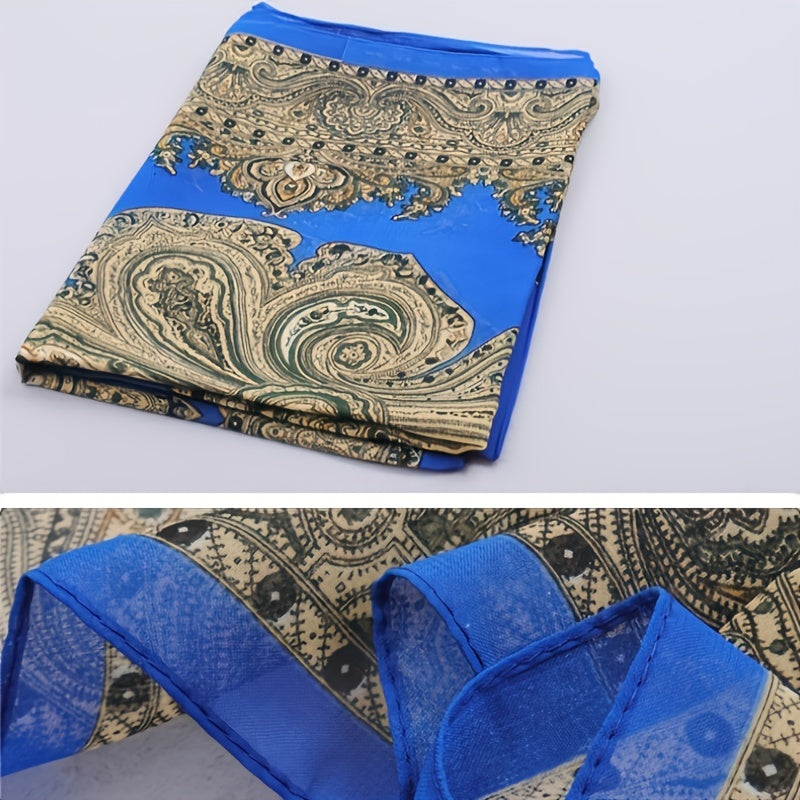 Boho Vintage Print Chiffon Silk Scarf - Summer Beach Towel Shawl