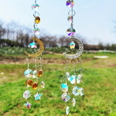 Crystal Moon Suncatcher Rainbow Prism Window Craft Garden Decor