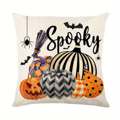Halloween Pumpkin and Faceless Man Throw Pillow Cover 17.7x17.7in