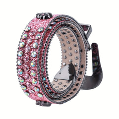 Rhinestone Skull Cowboy Leather Belt Sparkle Studded Belts