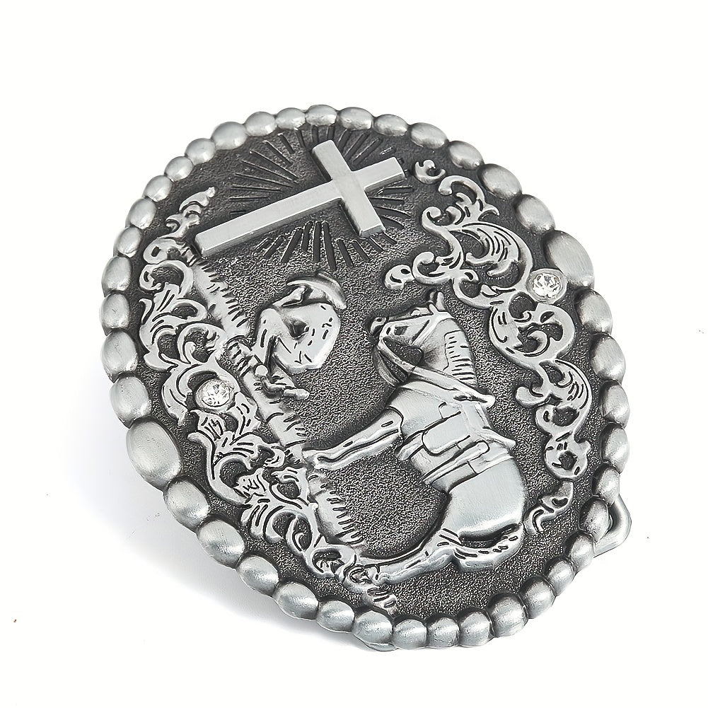 Zinc Oval Embossed Belt Buckle Charm Clasp Hook Jeans Accessory