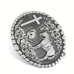 Zinc Oval Embossed Belt Buckle Charm Clasp Hook Jeans Accessory
