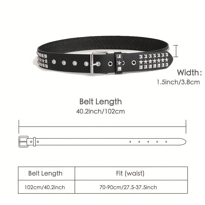 Punk Rivet Studded Belt Hip Hop PU Belt Y2K Jeans Pants Belt Women Gothic