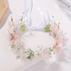 Crystal Wreath Headband Faux Pearl Headdress Hair Accessory for Women Girls