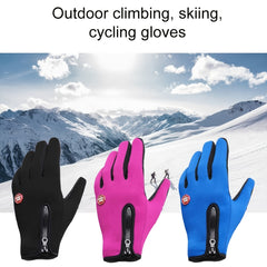Warm Fleece Cycling Gloves with Touch Screen, Zipper - Outdoor Activities