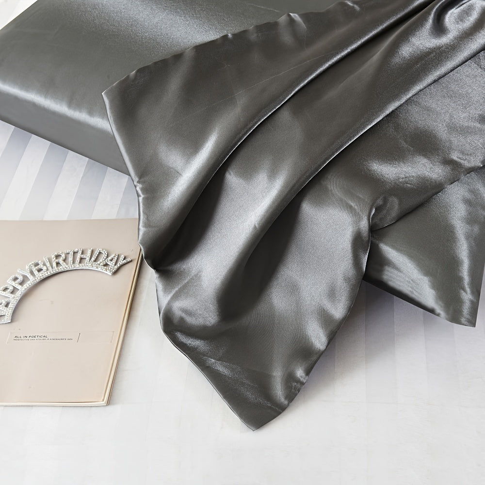 1 Pair Faux Silk Satin Pillowcase Envelope Design