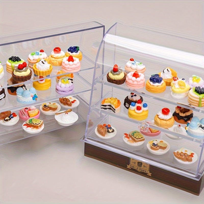 Mini Cake Display Case with Detailed Cake Designs ABS Colorful Dessert Set