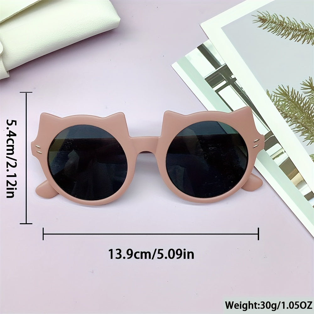 Cat Ear Shaped Round Frame Sunglasses for Boys UV Protection