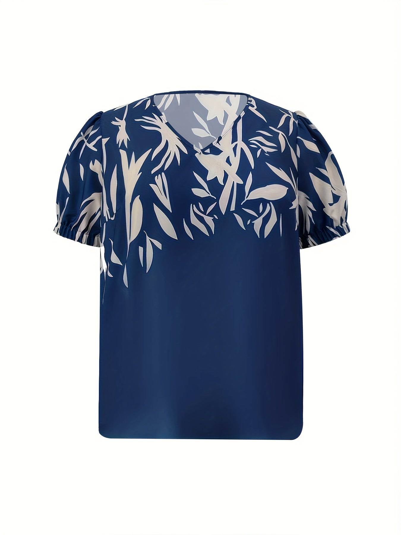  Leaf Print Top & Pants Outfits Set Women's Plus Two Piece Set