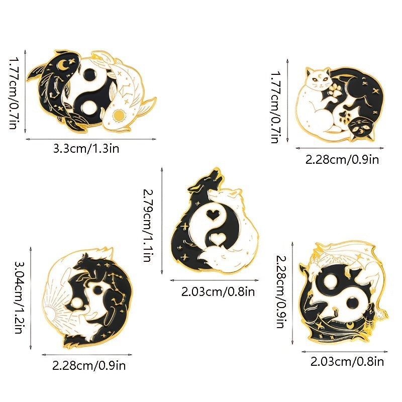 Yin Yang Eight Trigrams Enamel Pins Lucky Koi Brooch