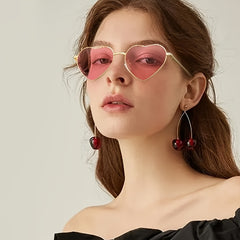 Large Frame Heart Sunglasses UV400 Polarized Eyewear Women's Metal Glasses
